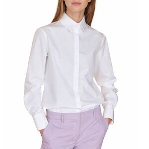 Walter Voulaz Button Down Shirt Size 46 White Cotton Blend Career Minimalist L